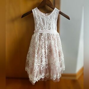 M.L. Kids Lace Dress in Pink and White Girls Size 5 NWT